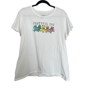 Life Is Good White Tee with Grateful Dog Design